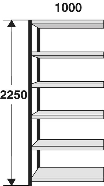 Kerkmann Regalfeld Stora 100, B 1000 x T 600 x H 2250 mm, schwarz/lichtgrau, 51243215