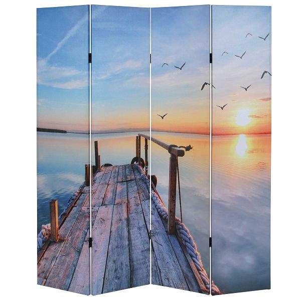 Mendler Foto-Paravent T234, Paravent Trennwand MVG 180x160cm, Sonnenuntergang, 35986