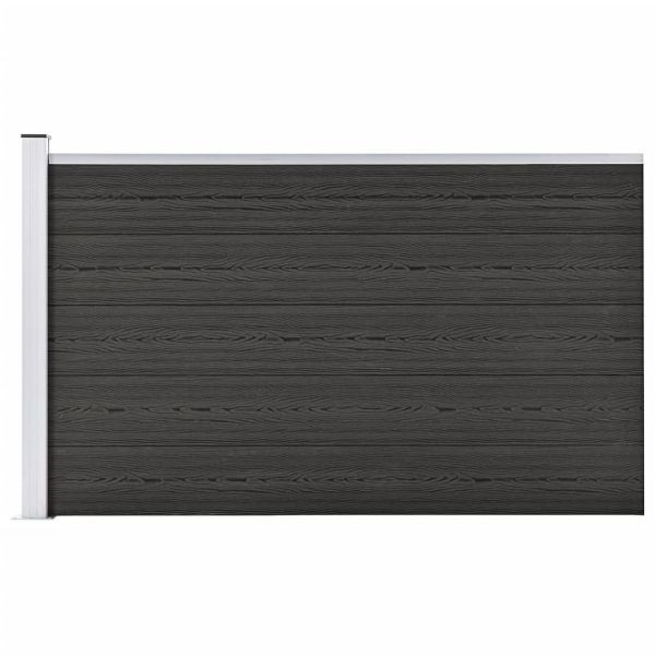 vidaXL Gartenzaun WPC 175x105 cm Grau, Material: Holz-Kunststoff-Verbundwerkstoff + Stange und Pfosten aus Aluminium, 49075
