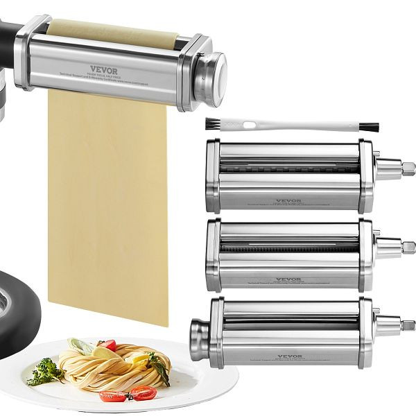 VEVOR 3 tlg. Manuelle Nudelmaschine Edelstahl Frische Italienische Pastamaker inkl. Reinigungsbürste für Spaghetti, Lasagne, YDLMGL3JT000SQV28V0