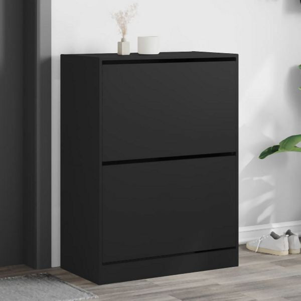 vidaXL Schuhschrank mit 2 Klappen Schwarz 80x42x108 cm, 3214400