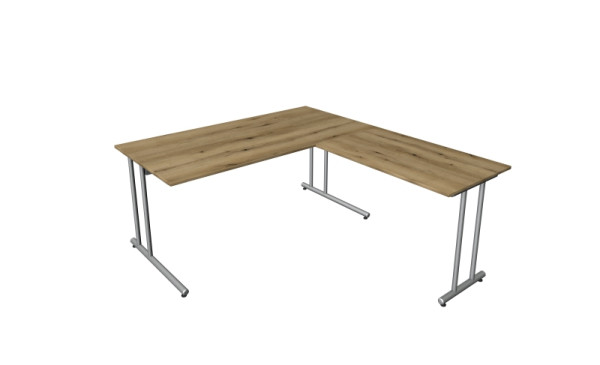 Kerkmann Winkelarbeitsplatz start-up, aus Schreibtisch B 1600 x T 800 x H 750 mm und Anbautisch 1000 x 600 x 750 mm, Eiche, (Montage), 11436555-1