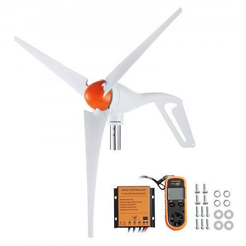 VEVOR 500 W Windkraftanlage, 12 V Windgenerator, 3-Blatt-Windkraftgenerator mit Anemometer, MPPT-Regler und einstellbarer Windrichtung, FSSFLWLFDJ40N69K2V9