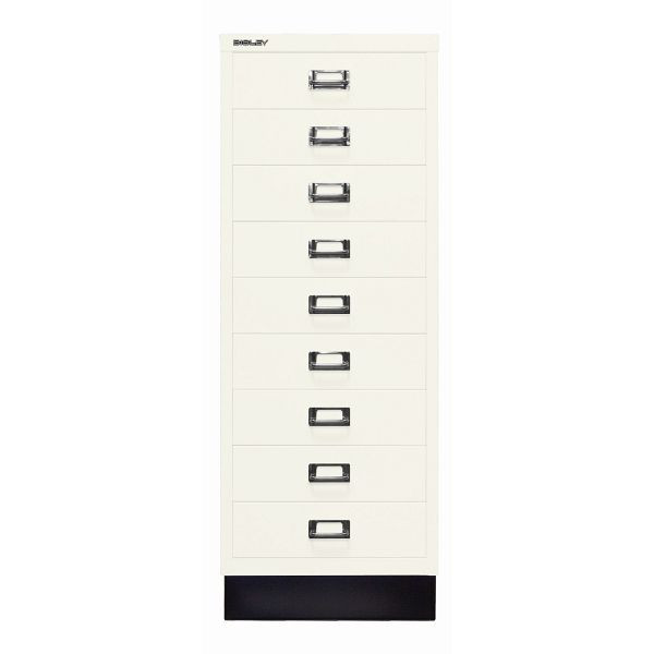 Bisley MultiDrawer™, Inkl. Sockel, DIN A3, 9 Schubladen, 196 verkehrsweiß antibakteriell, L39A39S196