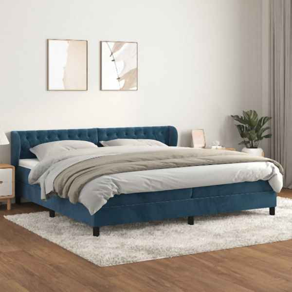 vidaXL Boxspringbett mit Matratze Dunkelblau 200x200 cm Samt, 3127695
