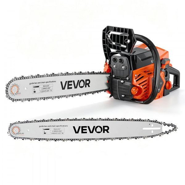 VEVOR Benzin-Kettensäge, 508/558,8 mm, 62 cm³, 2,7 kW, 2-Takt, 11.500 U/min, 2 Tanks, RQLJSKOZKECCCW15L001V0