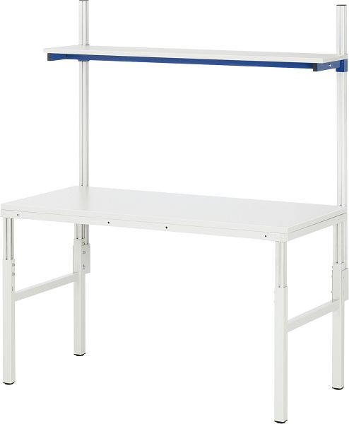 RAU Basistisch (Arbeitsplatzsystem Serie E ), B1200 x T500 x H650-1000 mm (mit Aufbau), EGB-Arbeitsplatte mit Melaminharzbeschichtung, E-ATEB-1200-500ME.11