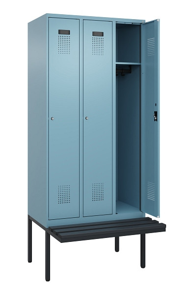 C+P Spind Evolo PLUS, 3 Abteile, 2120x900x815mm, 0010/0010, Haken 3, Zylinderschloss, Material Sitzfläche Kunststoff, 0490407-30 S10102