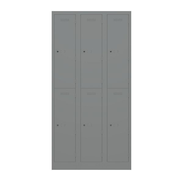 Bisley Garderobenschrank Primary Locker, 3 Abteile mit je 2 Fächern übereinander, 649 slate, PL3050T2649