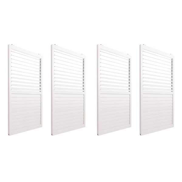 Mendler 4er-Set Aluminium Schiebetür für Pergola HWC-L46, Terrassenüberdachung, Lamellenpaneel Modul, 206x369cm, weiß, 110511+110512+110513+110514+110515