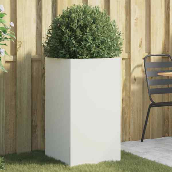 vidaXL Pflanzkübel Weiß 42x38x75 cm Kaltgewalzter Stahl, 841578