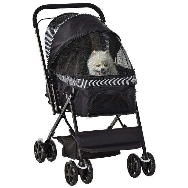PawHut Hundewagen Hundebuggy klappbar, 1 Korb, 2 Bremsen, inkl. Sicherheitsleine, Schwarz, D00-126BK