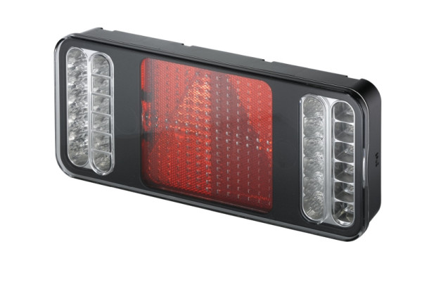HELLA Heckleuchte, Coluna, LED, 24V, Anbau/geschraubt, glasklar, LED-Lichtfarbe: gelb/weiß/rot, 1000mm, EasyConn 1 x 7, Male, links, 2VP 345 900-011