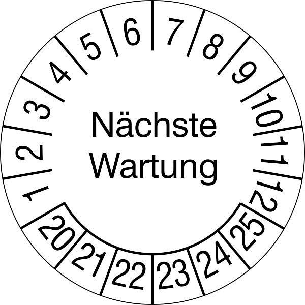 SafetyMarking Prüfplakette, Nächste Wartung, Prüfzeitraum: 20-25, Ø 3 cm, Folie, selbstklebend, VE: 500 Stück/Rolle, 31.C2185-20-25