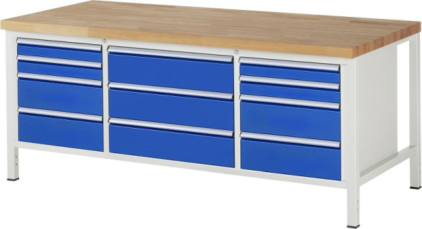 RAU Werkbank Serie 8000 - Modell 8757, B2000 x T900 x H840-1040 mm, 13-8757A2-209B4H.11