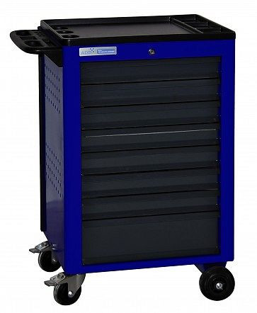 ADB Werkstattwagen Basic mit 8 Schubladen, Maße: 960 x 610 x 450mm (HxBxT), Farbe Korpus: blau, RAL 5010, Farbe Front: grau, RAL 7016, 20996