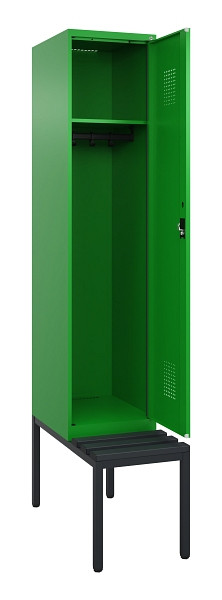 C+P Spind Evolo PLUS, 1 Abteile, 2120x400x815mm, 6037/6037, Haken 4, Zylinderschloss, Sitzfläche Kunststoff, Sitzbank, 0490507-12 S10107