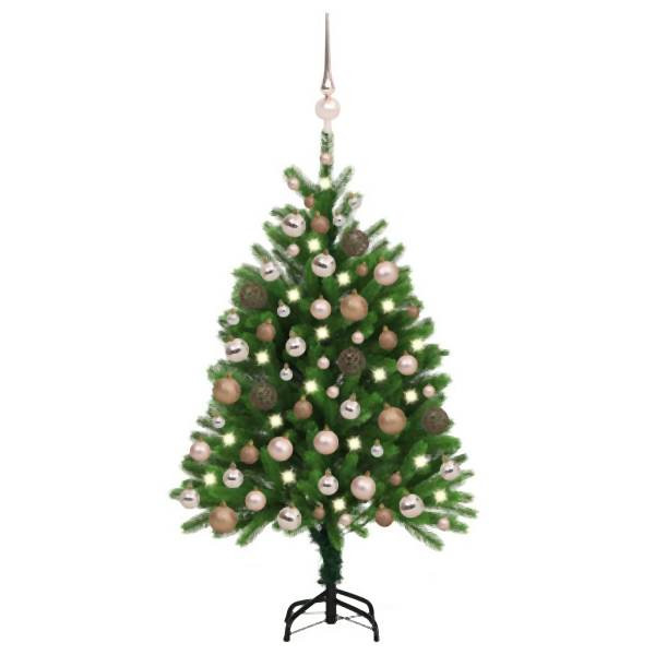 vidaXL Künstlicher Weihnachtsbaum mit Beleuchtung & Kugeln 120 cm Grün, 3077639