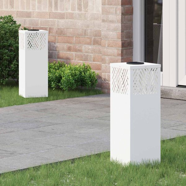 vidaXL Solar LED Weg Licht 2 pcs Weiß Kalt gewalzter Stahl, 879724