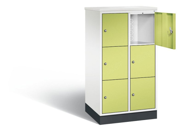 C+P Schließfachschrank Intro, H1255xB620xT490mm, Farbe: Verkehrsweiß / Viridingrün, 8573-201 S10258
