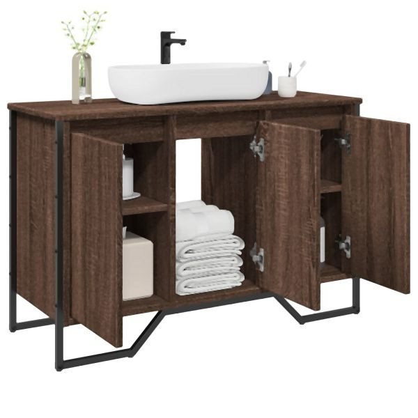 vidaXL Waschbeckenunterschrank Braun Eichen-Optik 91x35x60 cm, 848663