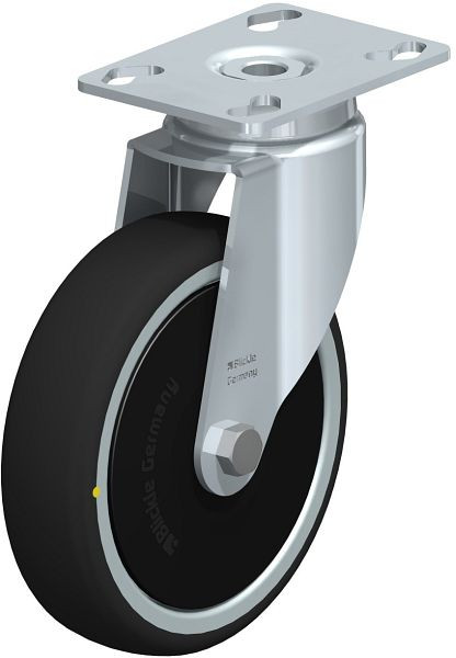 Blickle LKPA-PATH 126K-ELS-FK Apparate-Lenkrolle mit Anschraubplatte, Thermoplastisches Polyurethan, Grau, 845675