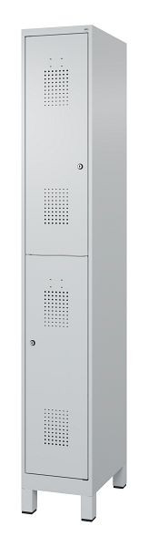 C+P Doppelstöckiger Feuerwehrspind, Modell FLEXO, H1850B300T500 mm, Lichtgrau, Füße, 0493015-10LR S10003