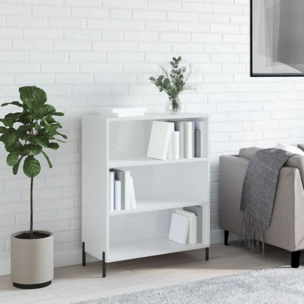 vidaXL Regalschrank Hochglanz-Weiß 69,5x32,5x90 cm Holzwerkstoff, 828374