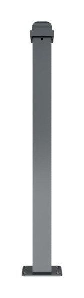 Schake Stilpoller Typ 473PB ortsfest, für Dübelbefestigung mit Bodenplatte, Vierkant 70/70 mm, mit Zierkopf, RAL 7016, mit 1 Öse, 473PB+1