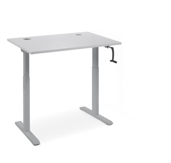 Deskin Schreibtisch manuell höhenverstellbar Flex Modul K, Dekor lichtgrau, Gestell Alusilber, B 1200 x T 800 x H 710-1190 mm, 360332