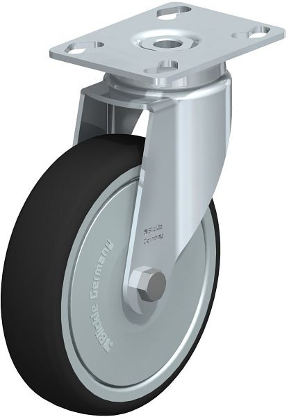 Blickle LKPA-PATH 126K-FK Apparate-Lenkrolle mit Anschraubplatte, Thermoplastisches Polyurethan, Grau, 845665