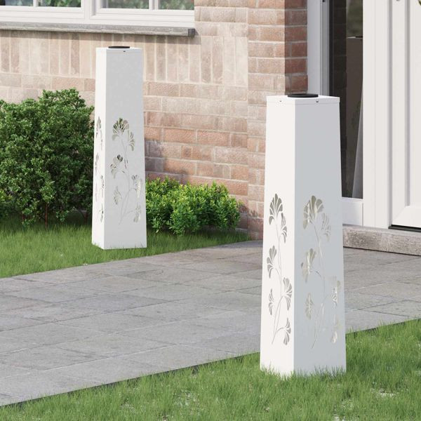 vidaXL Solar LED Weg Licht 2 pcs Weiß Kalt gewalzter Stahl, 879759