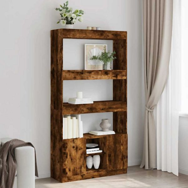 vidaXL Highboard Räuchereiche 92x33x180 cm Holzwerkstoff, 3309622
