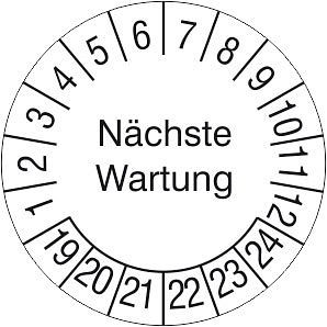 SafetyMarking Prüfplakette, Nächste Wartung, Prüfzeitraum: 19-24, Ø 3 cm, Folie, selbstklebend, VE: 500 Stück/Rolle, 31.C2185-19-24
