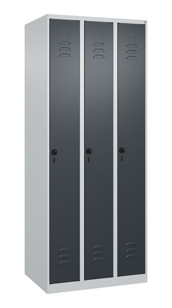 C+P Umkleidespind Classic PLUS, 3 Abteile, 1850x750x500mm, 7035/7016, Drehriegel, 080000-39 S10007