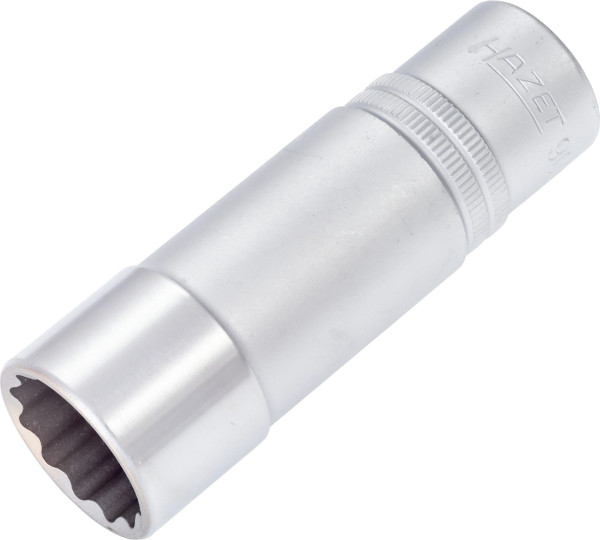 Hazet Steckschlüsseleinsatz, Doppelsechskant, Vierkant hohl 12,5 mm (1/2 Zoll), 21 mm, Lange Ausführung Mit Rändelung, 900TZ-21