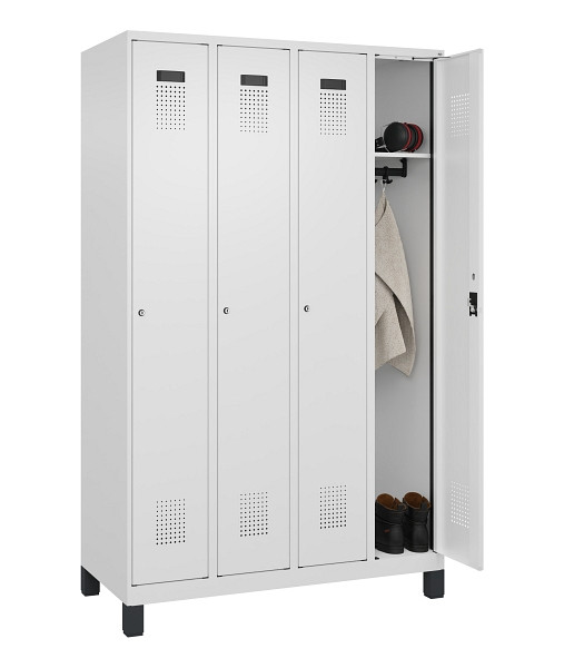 C+P Spind Evolo PLUS, mit Füßen, 4 Abteile, 1950x1200x500mm, 9016/9016, Verschluss Zylinderschloss, Ablageböden 4, 049010-40 S10047