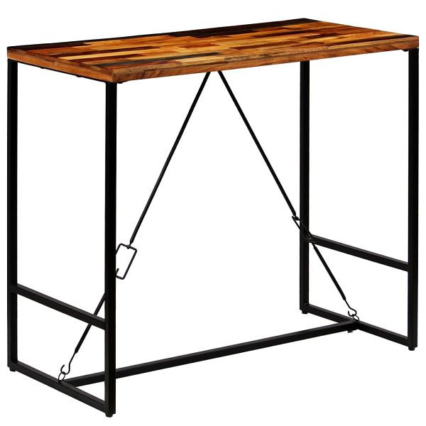 vidaXL Bartisch Altholz Massiv 120x60x106 cm, Material: recyceltes Massivholz & pulverbeschichteter Stahl, 246289