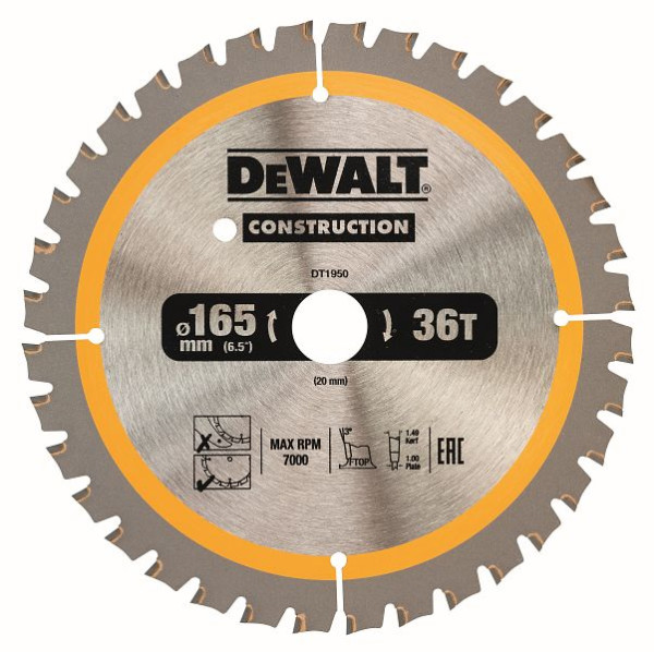 DeWalt Bau-Kreissägeblatt Akku 165/20mm 40WZ, DT1950-QZ