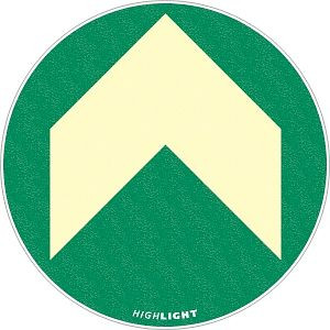 Moedel Bodenmarkierungspunkte mit Pfeil, Alu, nachleuchtend, 160-mcd, selbstklebend, Ø 100 mm, 55017