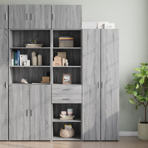 vidaXL Hochschrank Schmal Grau Sonoma 50x42,5x225 cm Holzwerkstoff, 3281313