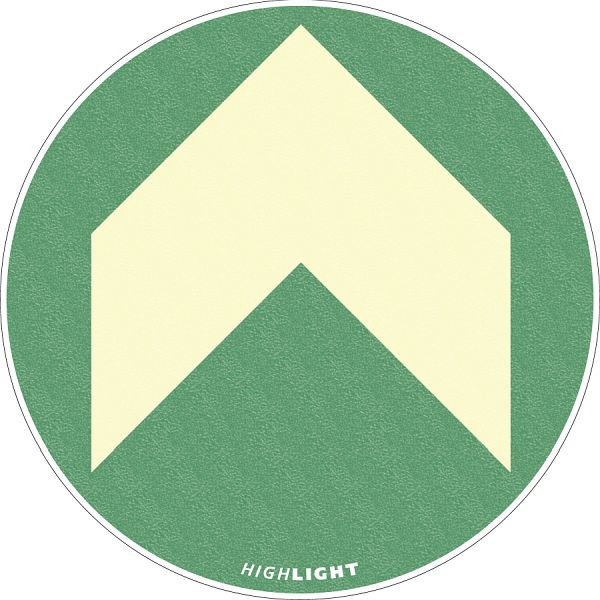 Moedel Bodenmarkierungspunkte mit Pfeil, Folie, nachleuchtend, 160-mcd, Ø 100 mm, 55015