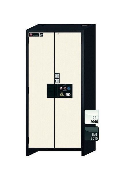 asecos Sicherheitsschrank Q-PEGASUS-90, Q90.195.090.WDAC in reinweiß RAL 9010 mit 4x Auszugswanne Standard (Edelstahl), 30042-050-30056