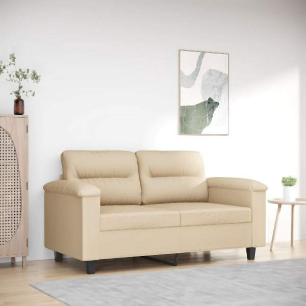 vidaXL 2-Sitzer-Sofa Creme 120 cm Mikrofasergewebe, 359559