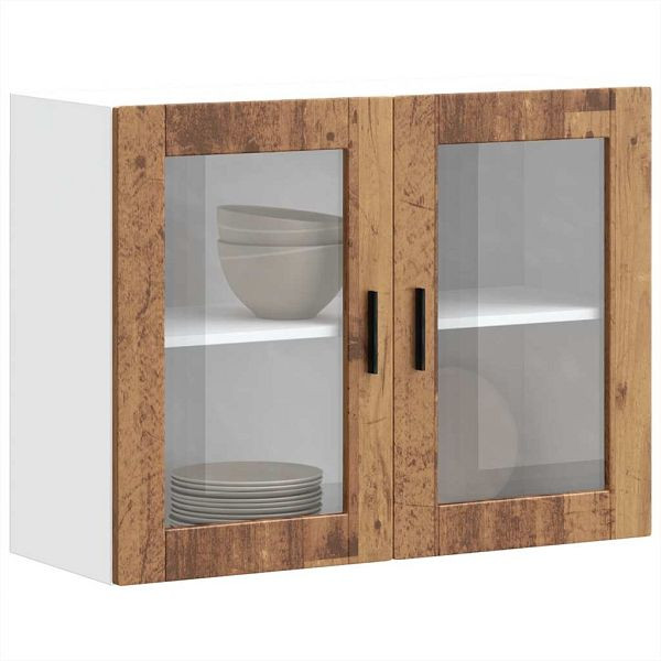vidaXL Küchen-Hängeschrank mit Glastür Porto Altholz-Optik, 854095