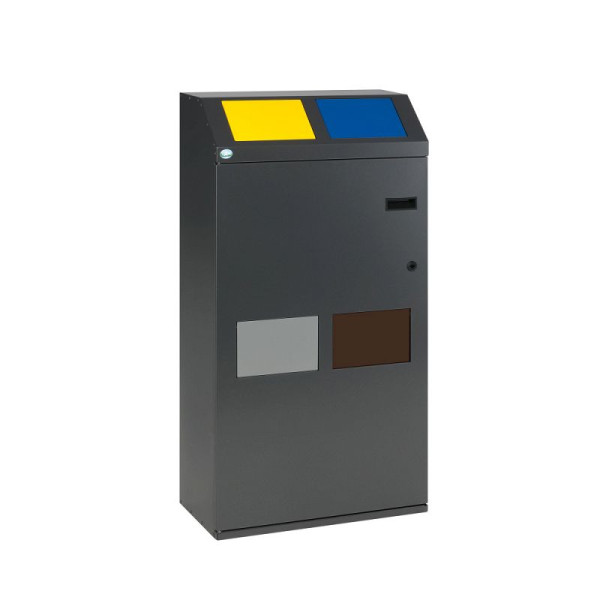 STEIN HGS Wertstoffsammelstation WSS 115, 4 Stück, Wertstoffsammelstation WSS 115 4-fach, Eisenglimmer, Verkehrsgelb, silber, enzianblau, 82066.0003