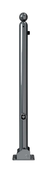 Schake Absperrstilpfosten Typ 466FUB umlegbar, mit Dreikantverschluss, zum Aufdübeln, Ø 60mm, mit Kugelkopf, RAL 7016, mit 1 Öse, 466FUB+1