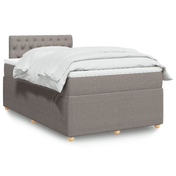 vidaXL Boxspringbett mit Matratze Taupe 120x190 cm Stoff, 3289706