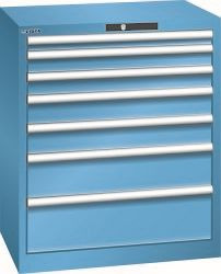 LISTA Schubladenschrank 36x27E (BxTxH) 717x572x850mm AUTO Lock, Lichtblau, 7 Schubladen, Fronthöhen: 50 - 200 mm, 78.568.010.A
