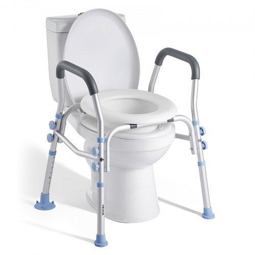 VEVOR höhenverstellbare Toilettensitzerhöhung mit Armlehnen, 136 kg Tragkraft, Spritzschutz, 4 Beine für Senioren, SJLDSJGMTZDKJYIRM001V0